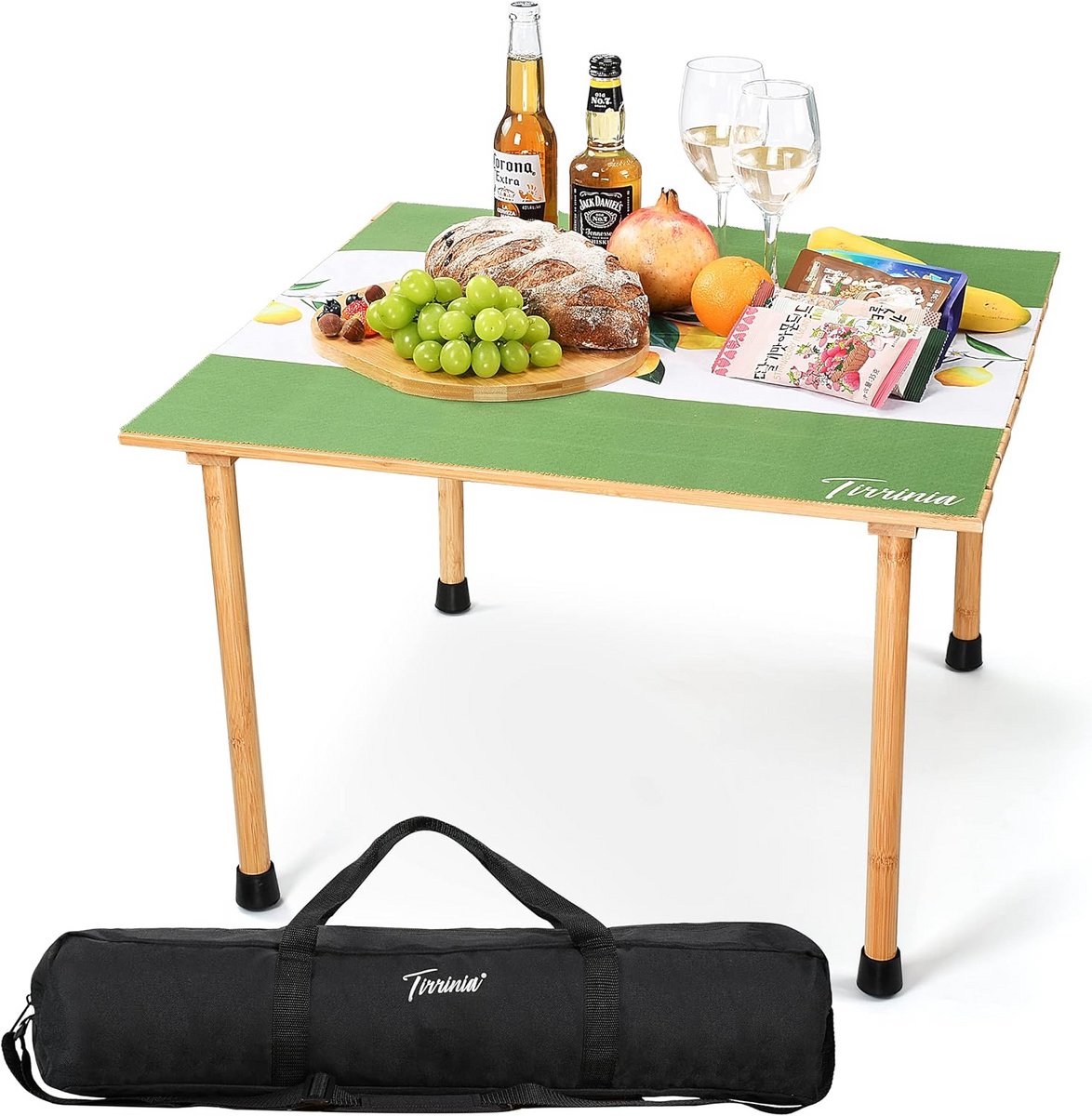 Opvouwbare Picknicktafel van Bamboe met Draagtas en Kleed - Compact en Draagbaar voor Buiten en Binnen