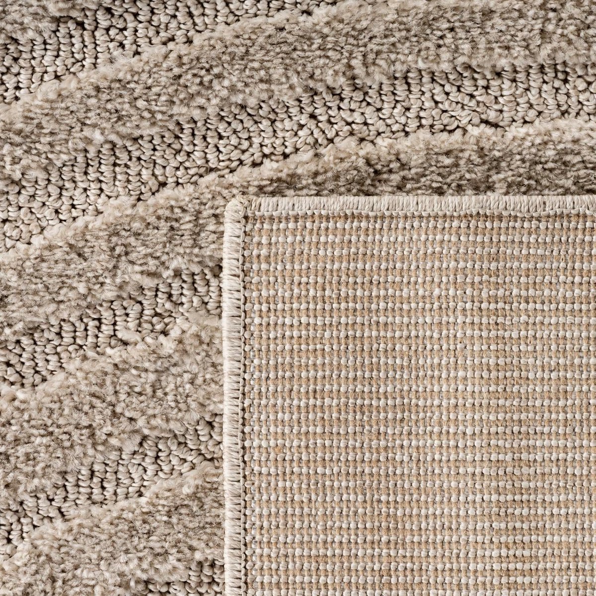 Zacht Hoogpolig Vloerkleed 60x110 cm Beige met Scandinavisch Boho Design - Duurzaam en Ond