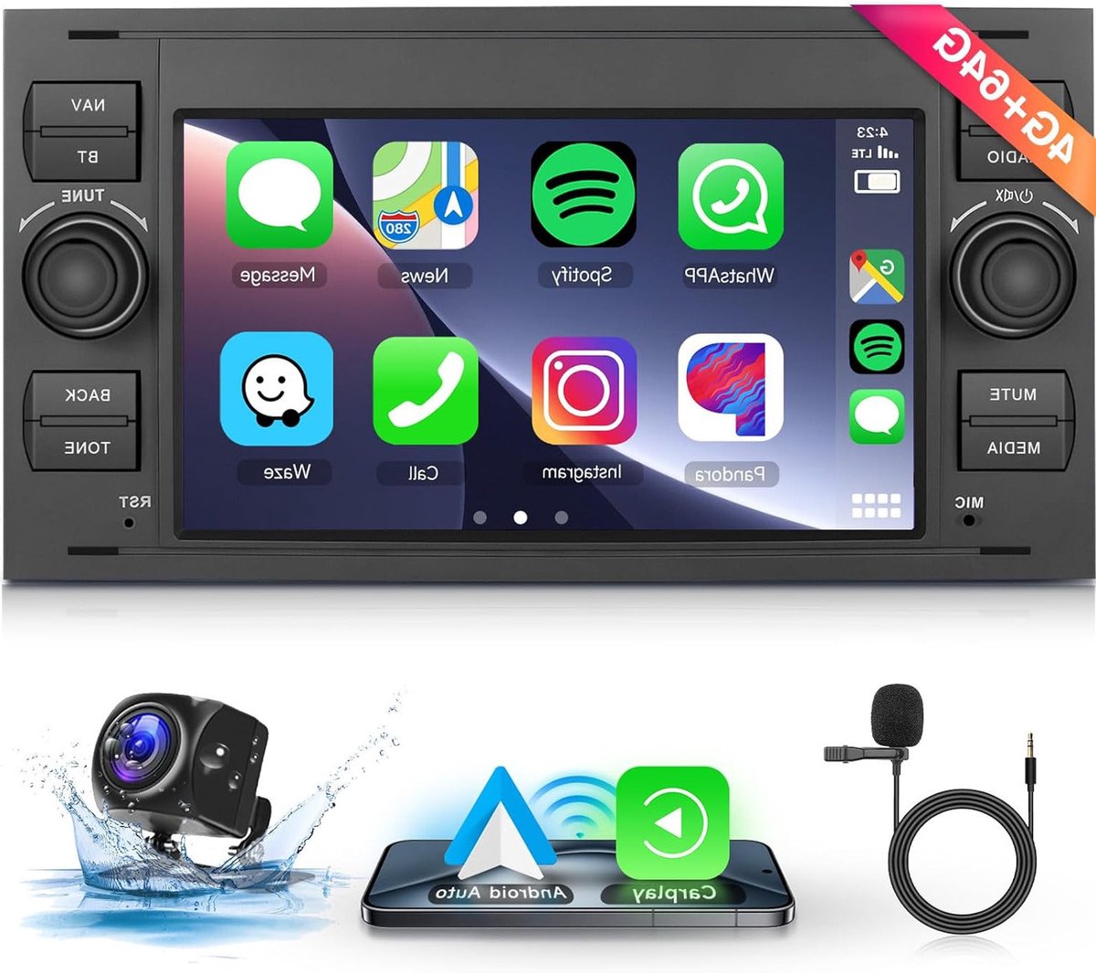 Android Autoradio – Multimedia Systeem – Navigatie Radio – Automobiele Speler – 7 Inch Touchscreen – Android 13 OS – Draadloos CarPlay & Android Auto – Achteruitrijcamera Inclusief