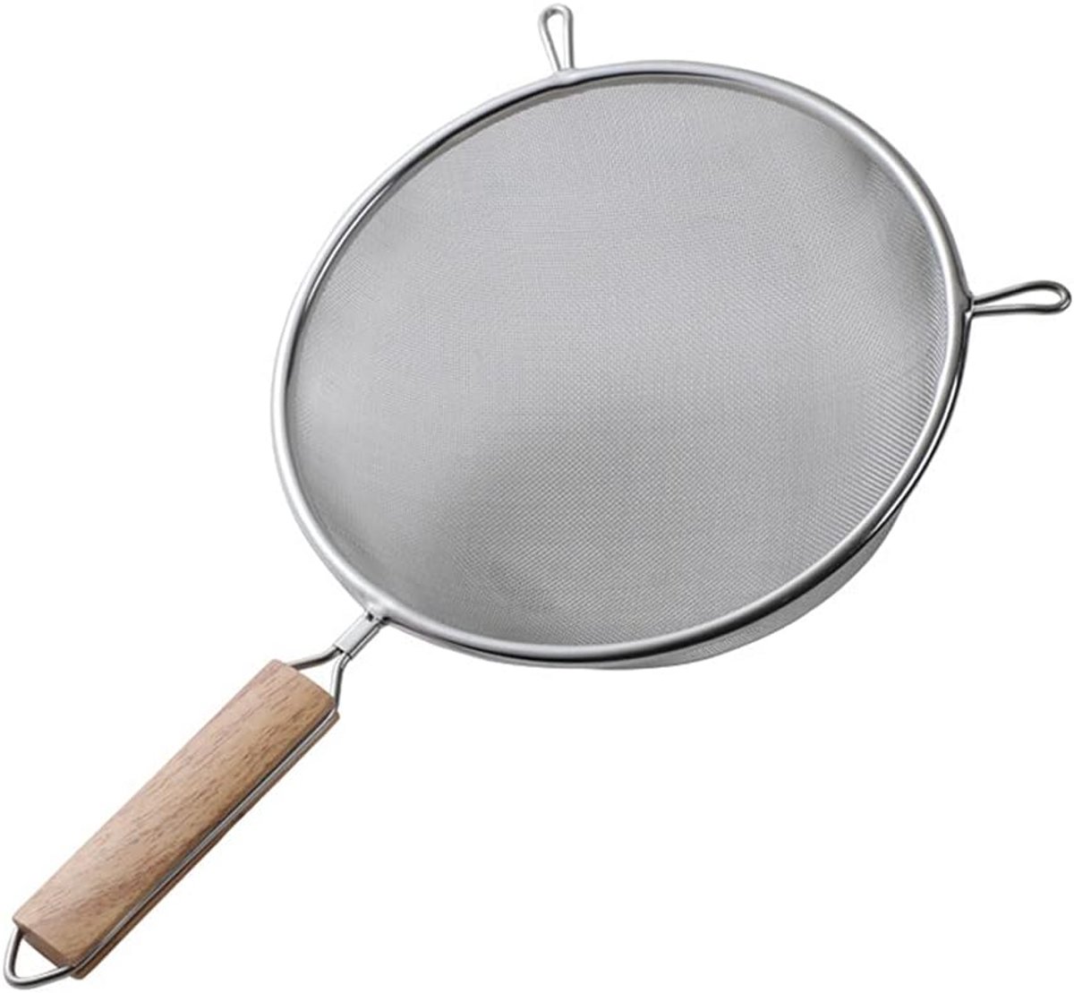 Roestvrijstalen Zeef met Houten Handvat - 20 cm Diameter