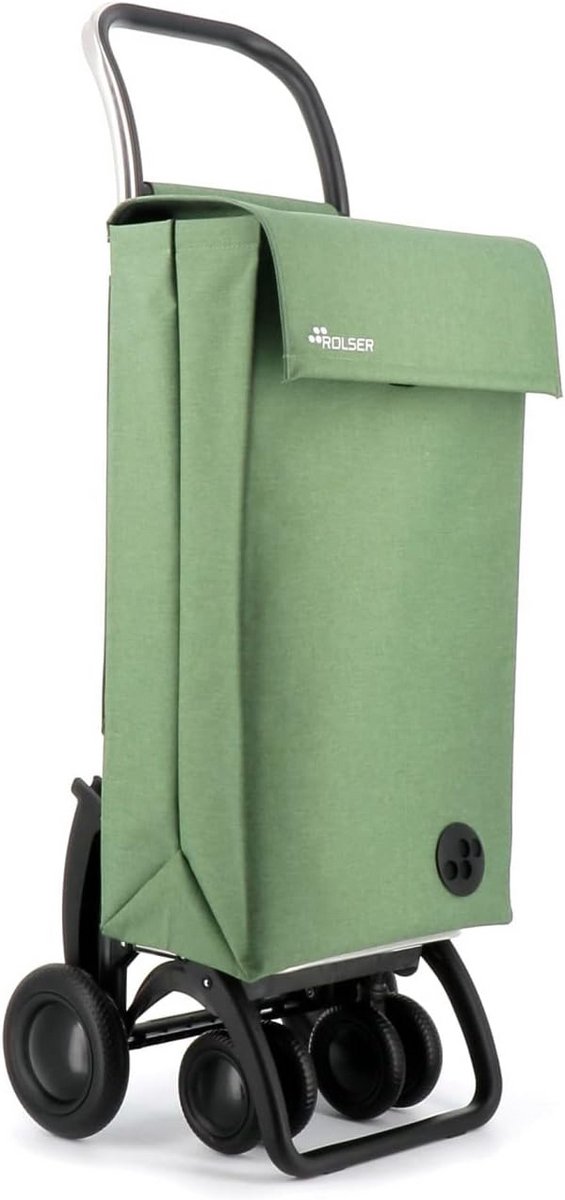 Boodschappentrolley met wielen en tas - Groene winkeltrolley