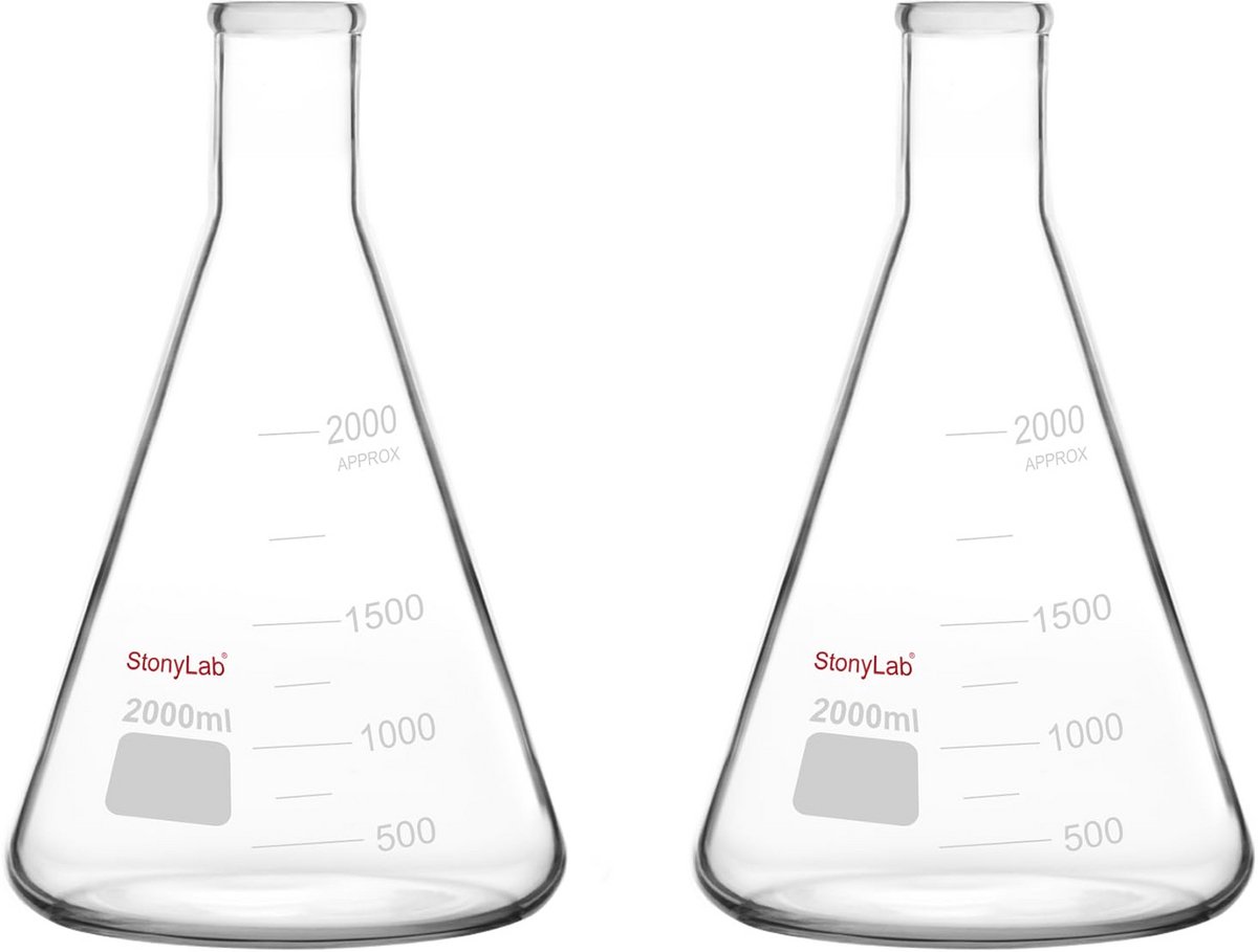 Erlenmeyer Kolf 2000 ml Zwaar Borosilicaatglas Smalle Mond