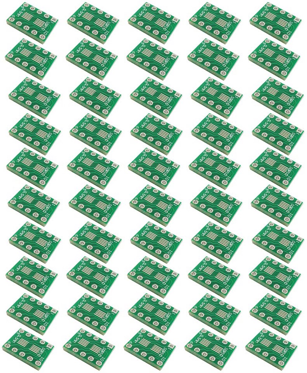 50x SMD Adapterprintplaat SOT23/MSOP10 naar DIP10 - Universele SMD Conversie PCB FR4