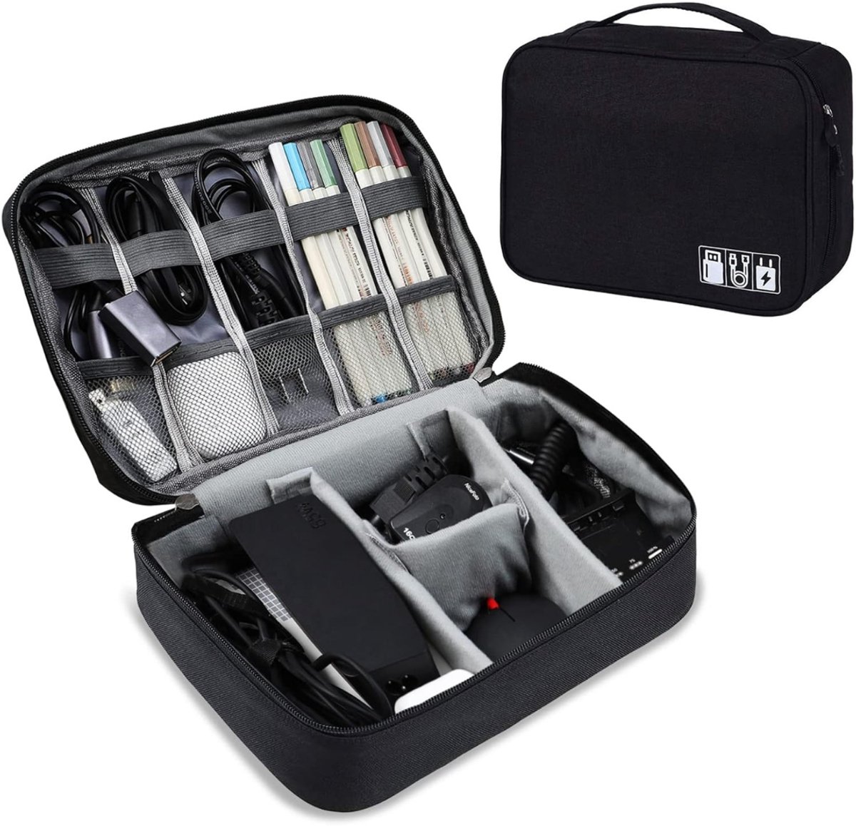 REN® Kabel Organiser Tas - Organizer Tas - Zwart- 24cm x 18cm x 10cm