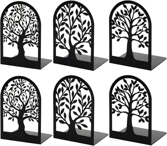 BOTC Boekensteun - Set van 6 - Metalen Boekenstandaard - Boekenhouder - Boeksteun - Book Holder - Zwart