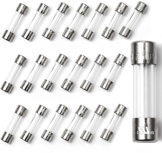 20 Stuks VDE Geteste Glazen Buiszekeringen 5x20mm 15A Snellopende