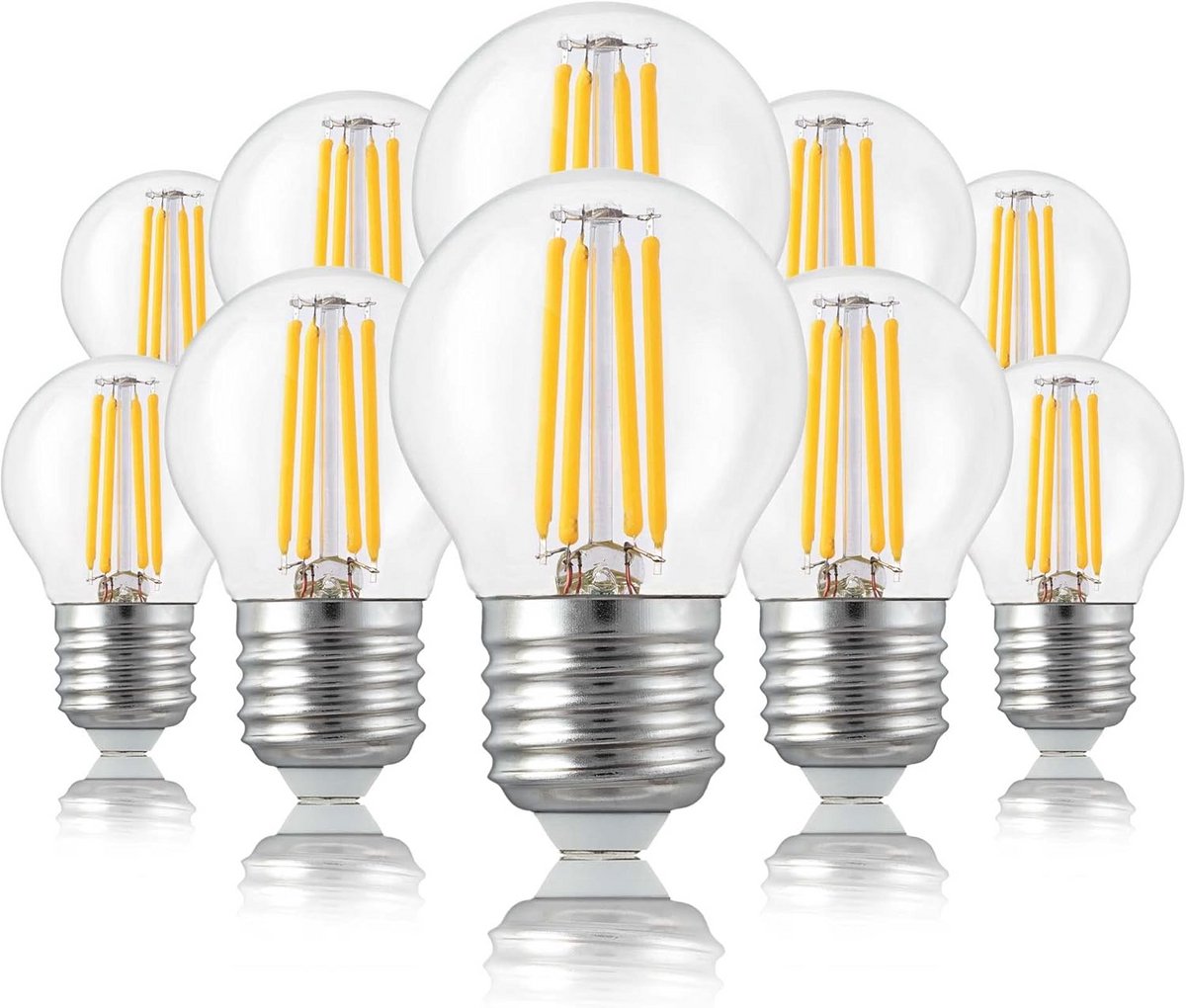 10-Pack E27 LED Filament Lampen 4W Warm Wit 2700K Vervangt 40W Gloeilamp