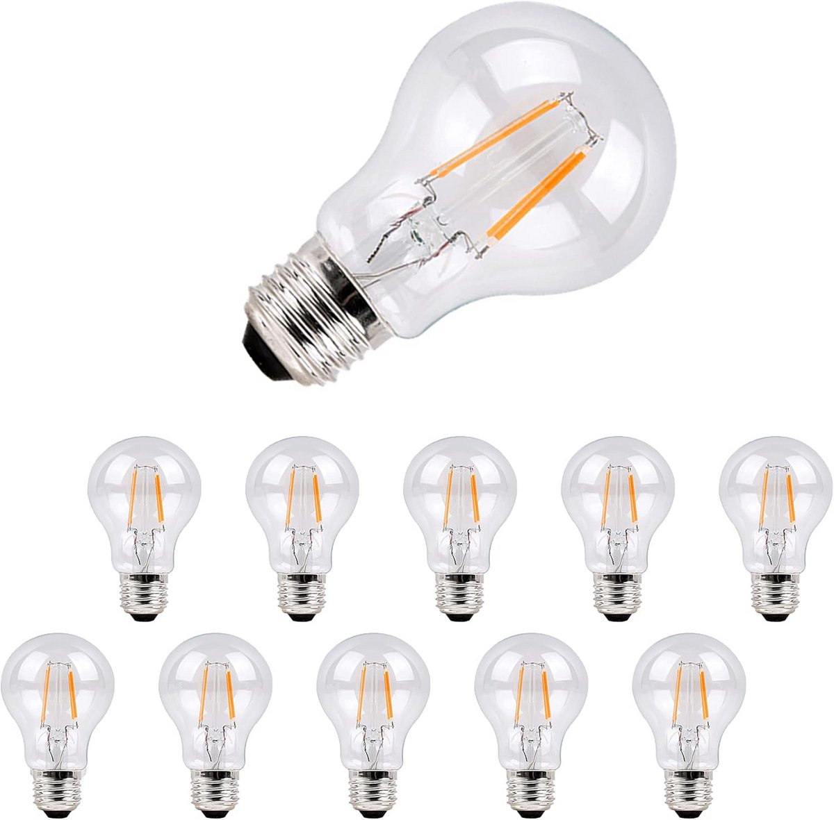 LED E27 Gloeilamp 6W 660 Lumen Warm Wit 3000K Vervangt 60W - 10 Stuks