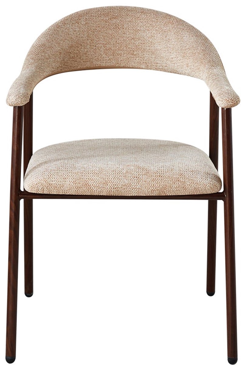 SET DEAL: 6 stuks Eetkamerstoel Japandi bruin stof Mika walnoot japanse eetstoel minimalistisch zetel