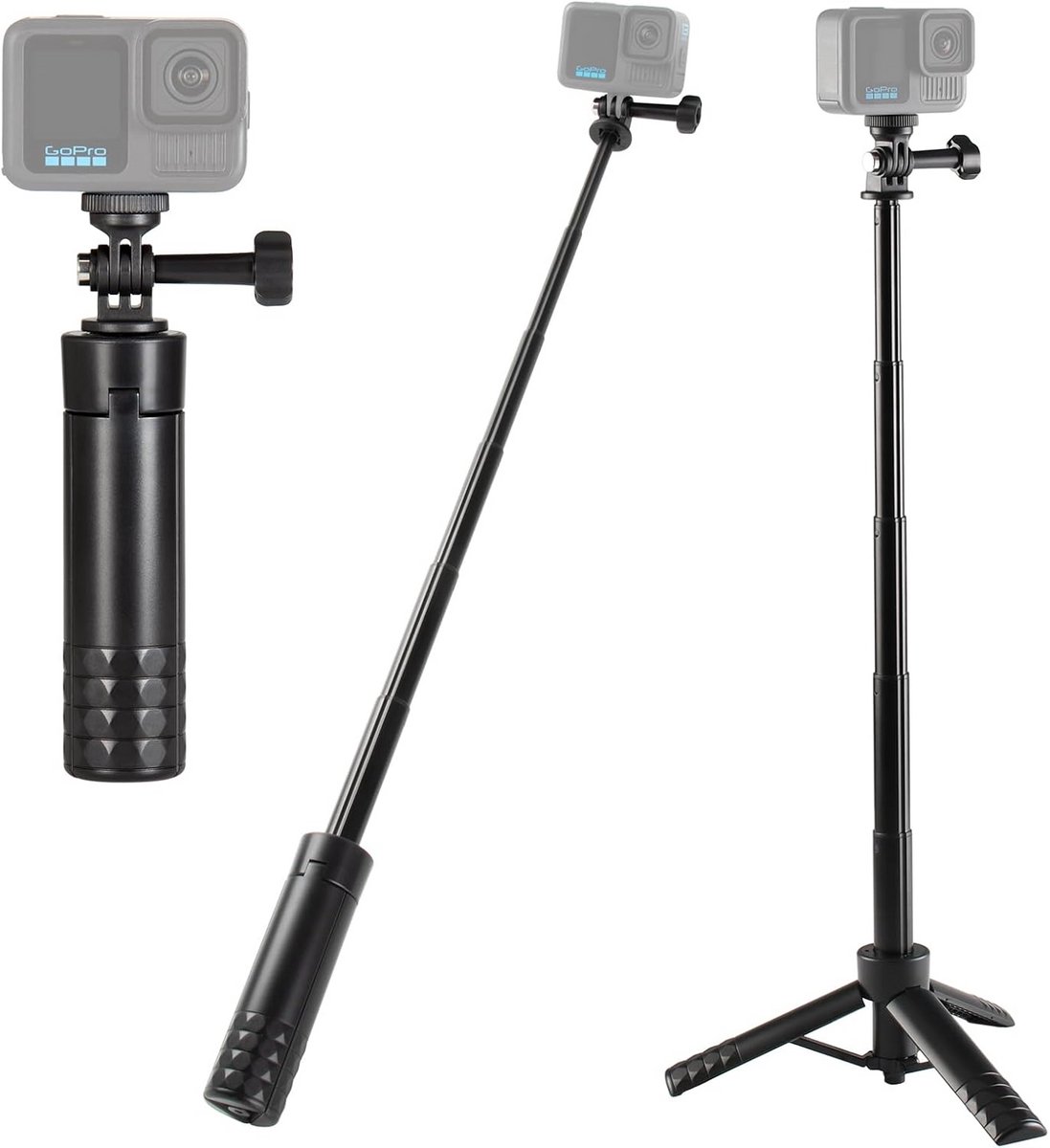 Veelzijdige Selfiestick Statief voor Actiecamera's - Draagbaar en Compatibel