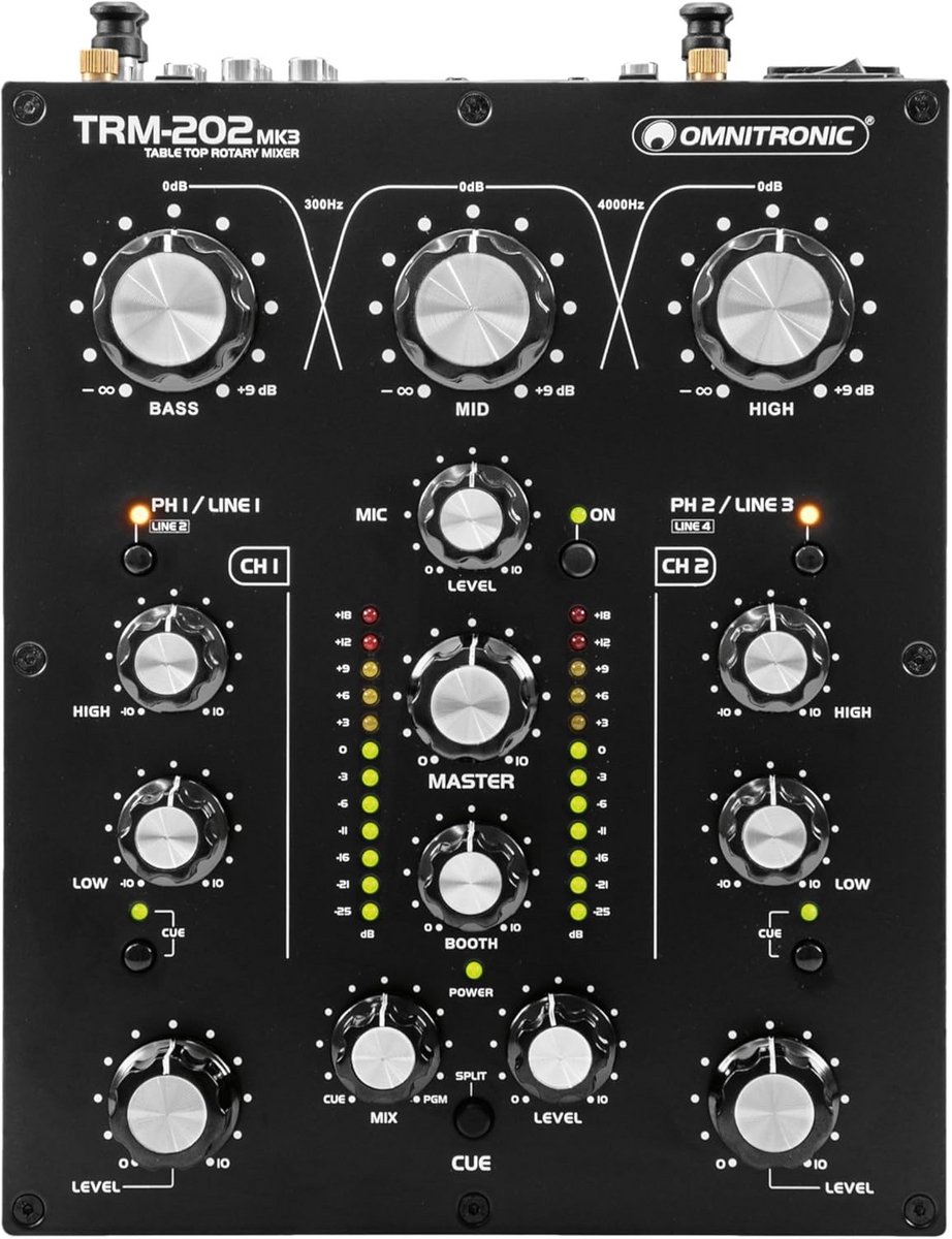 2-kanaals Rotary Mixer voor DJ's, Analoge Sound