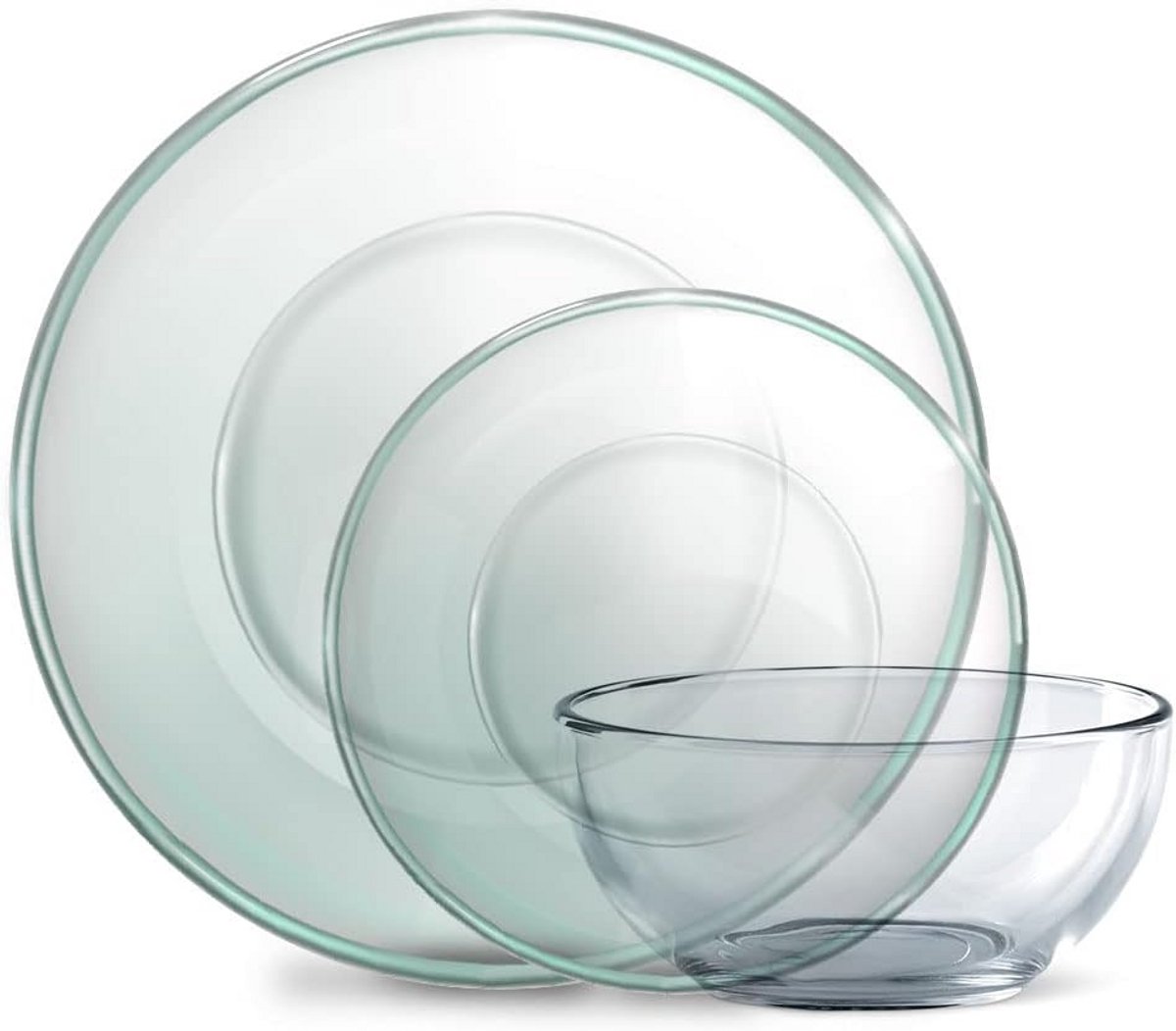 Ronde Glazen Servies Set voor 4 Personen (12 Delen)