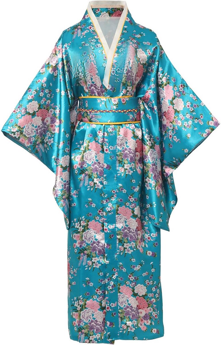 Traditionele Japanse Kimono Badjas voor Vrouwen met Obi Riem