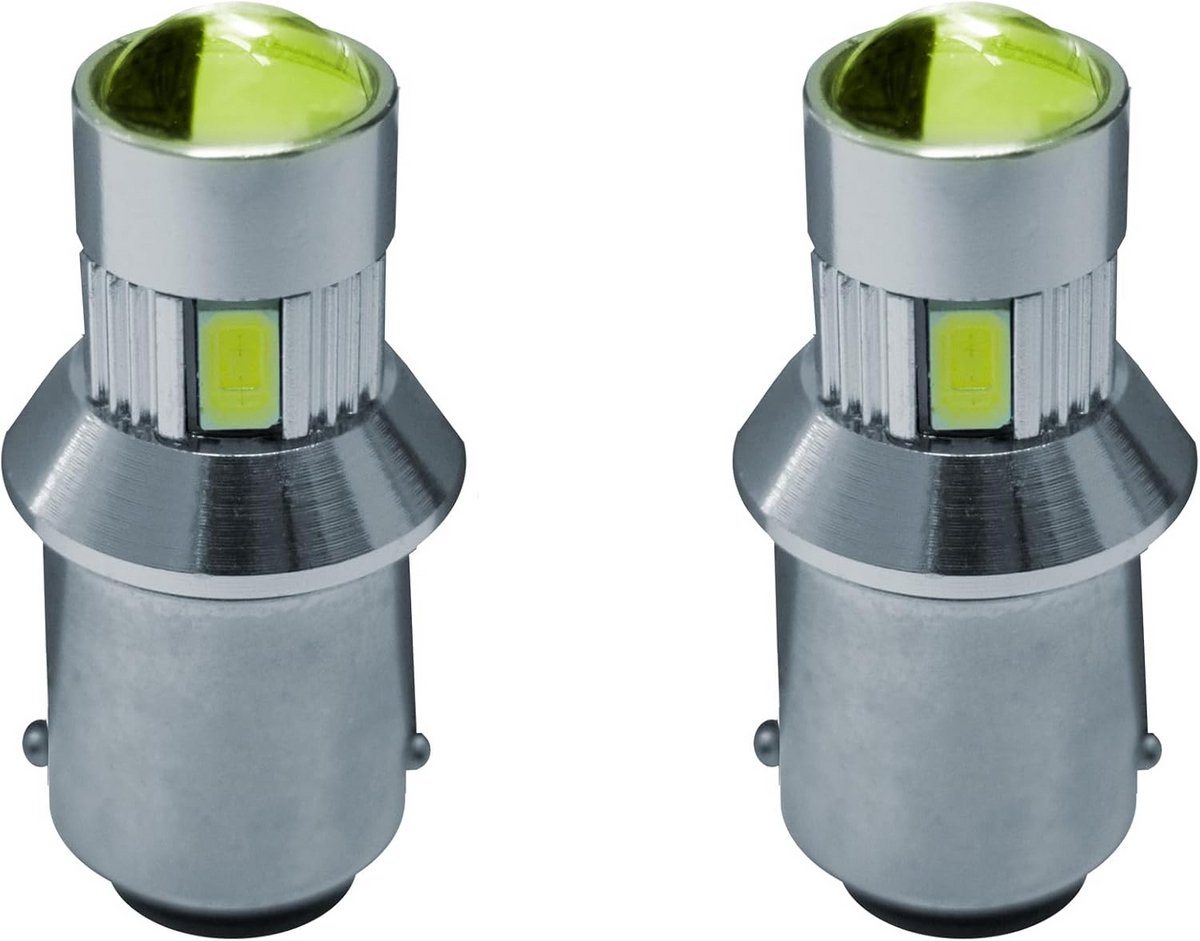 Set van 2 Ultra Witte LED Lampen Ba15S met Lens voor Auto
