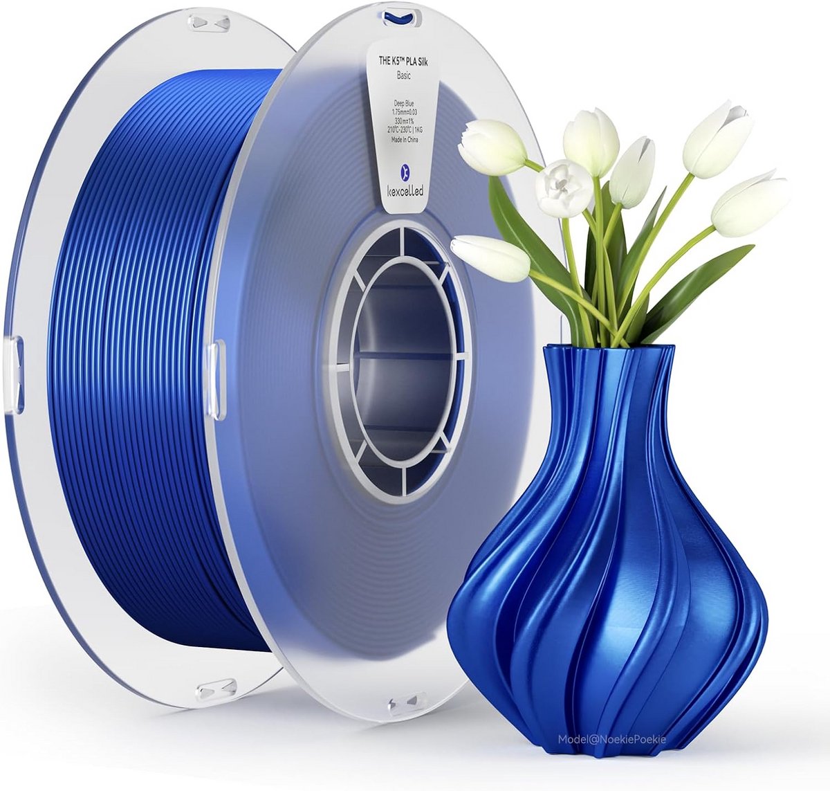 3D Printer Filament PLA Zijdeachtig Diepblauw 1,75 mm - 1 kg Spoel - Hoge Precisie en Glanzend Oppervlak
