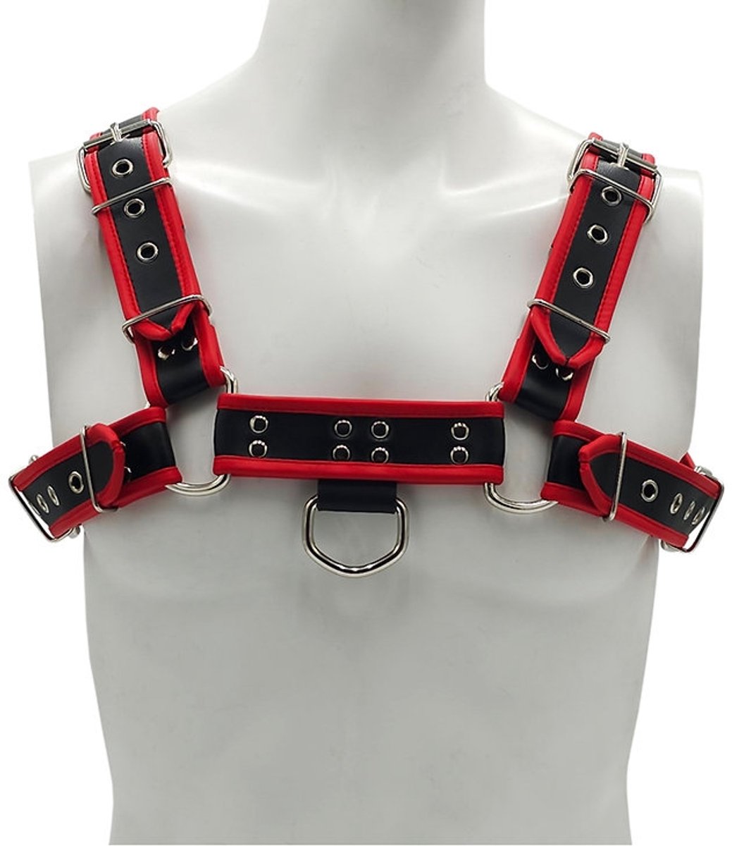 Rouge - Lederen Borstharnas voor Heren - Maat L/XL - Zwart/Rood