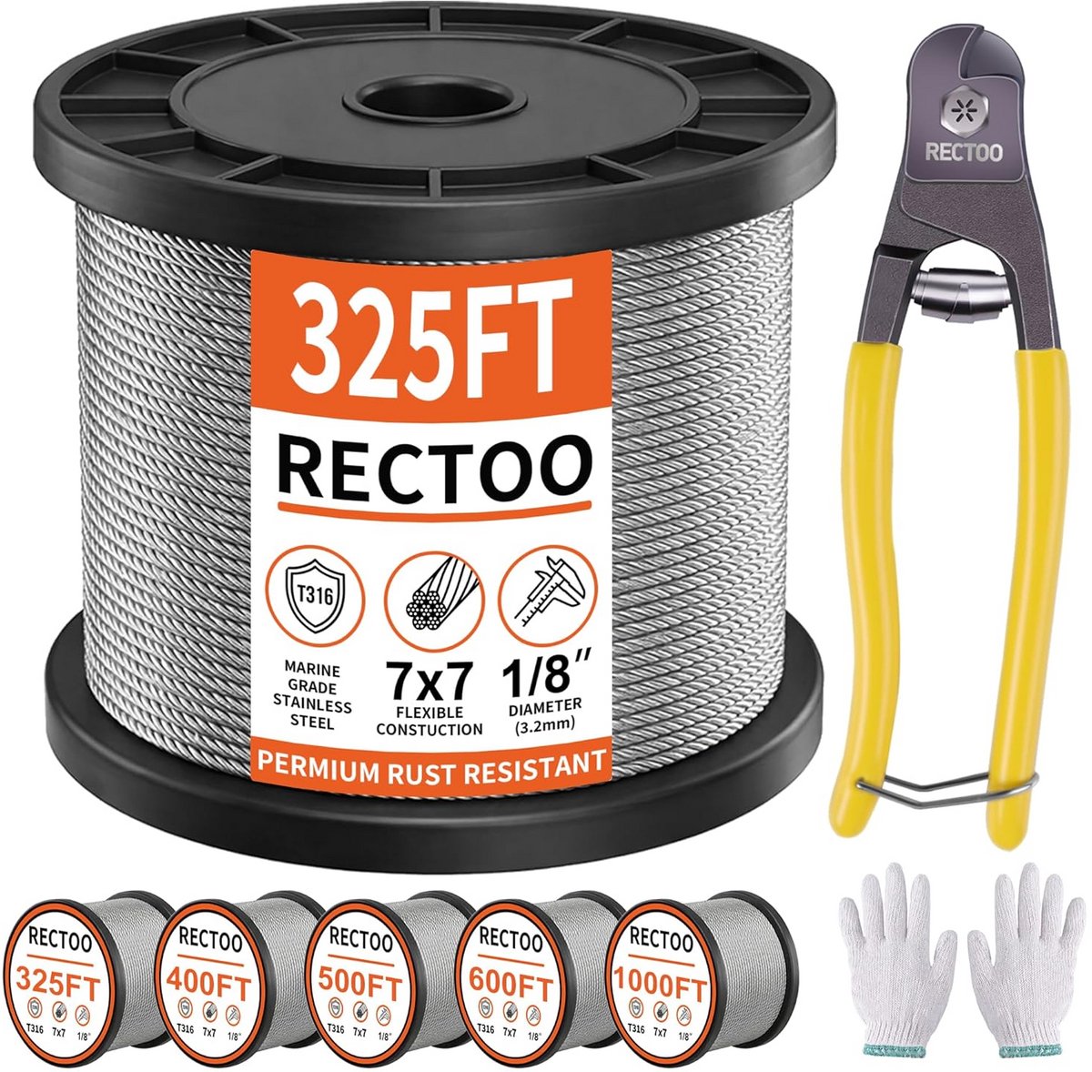 100 Meter RVS Kabel 3.2mm (1/8 inch) Sterke Lijn - Flexibele Staaldraad voor Leuningen en Relingen