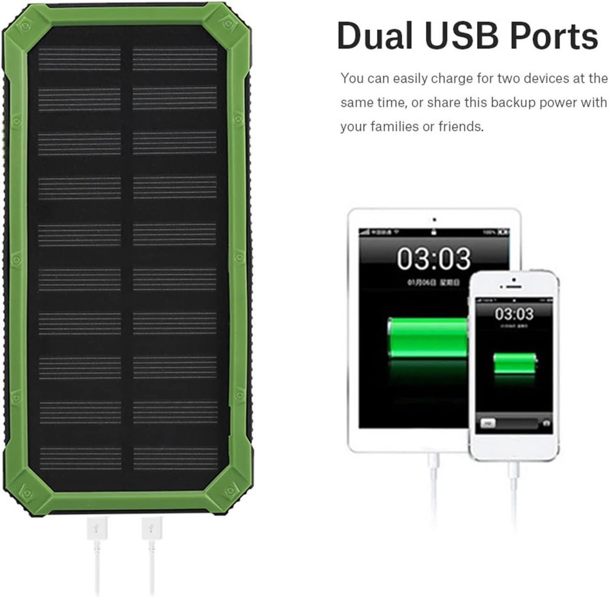 Draagbare Zonne-energie Oplader Powerbank 20000mAh Grote Capaciteit Snel Opladend Batterijpakket voor Thuis, Reizen en Kamperen - DIY-set Dual USB Mobiele Zonne-energiebankbehuizing - Groenteprint – foto 3