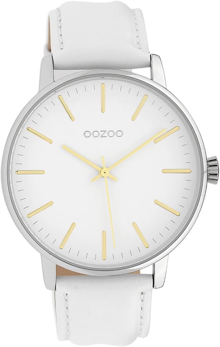 Zilverkleurig Horloge met Beige Leren Band voor Heren en Dames