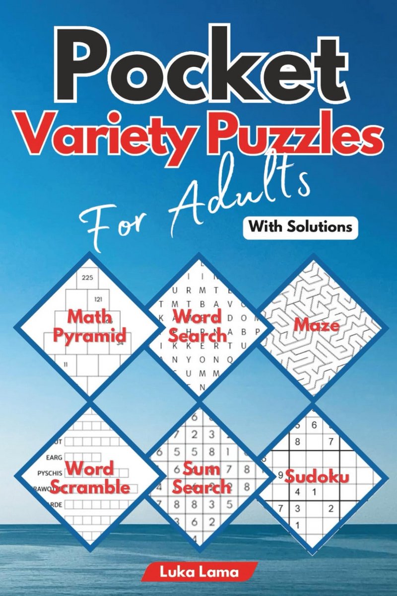 Puzzelboek Klein Formaat (4x6 inch) voor Volwassenen | Gemengde Activiteiten: Sudoku, Woordzoeker, Kruiswoordpuzzels & Meer | Inclusief Oplossingen