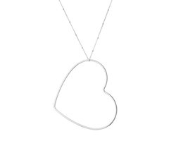 Bijoutheek Collier Groot Open Hart XL Zilverkleurig