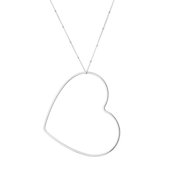 Bijoutheek Collier Groot Open Hart XL Zilverkleurig