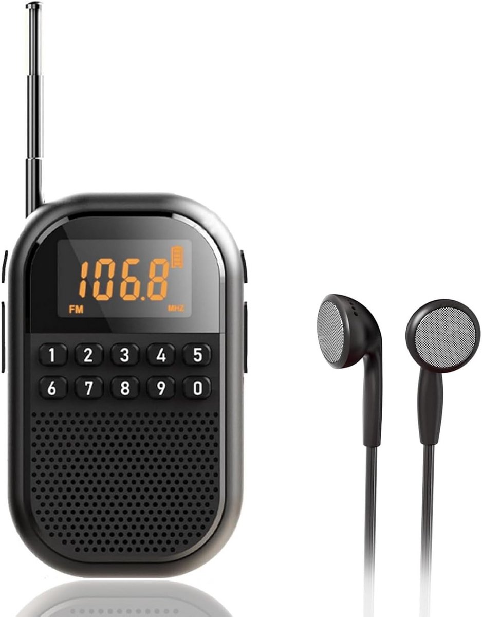 Draagbare AM/FM Radio - Digitale Mini Radio met Bluetooth en Hoofdtelefoon