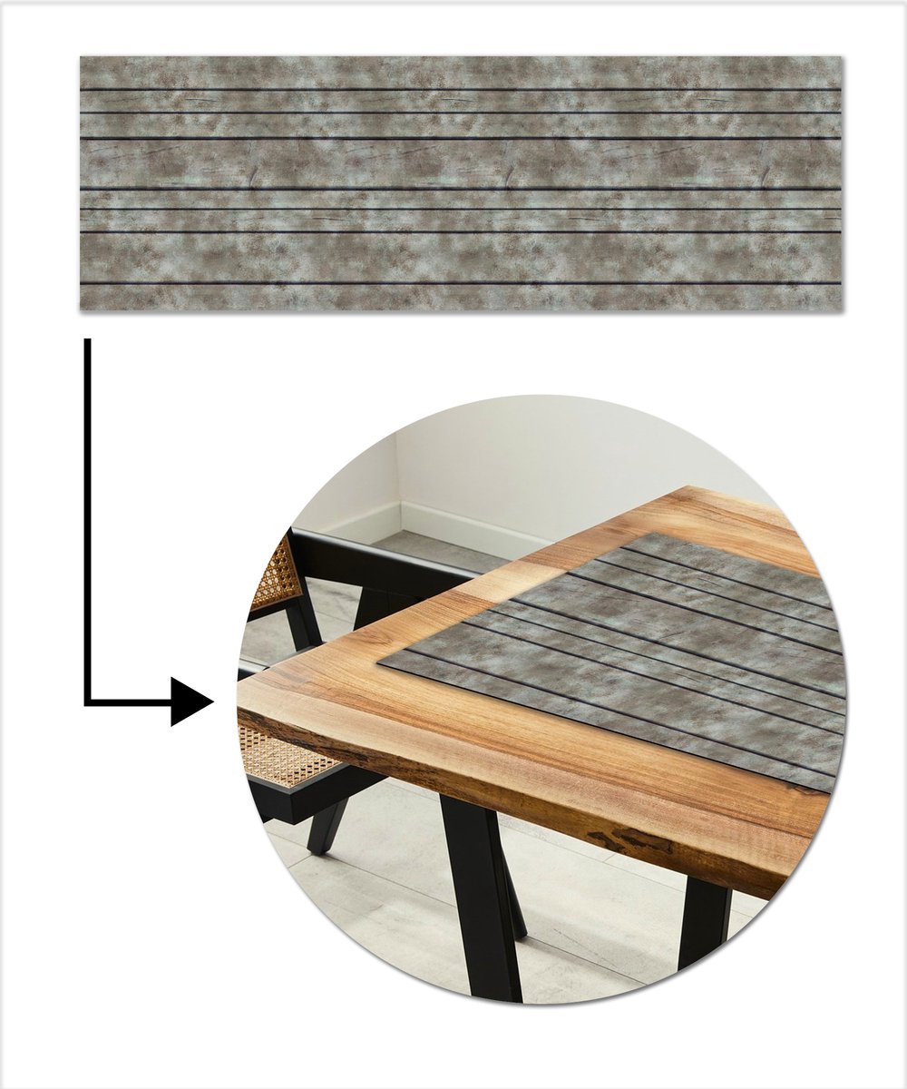 Tafelloper 150x50 cm - Tafelmat vinyl Retro - Plank - Patronen - Tafeldecoratie - Tafelversiering - Keuken decoratie - Tafel versiering
