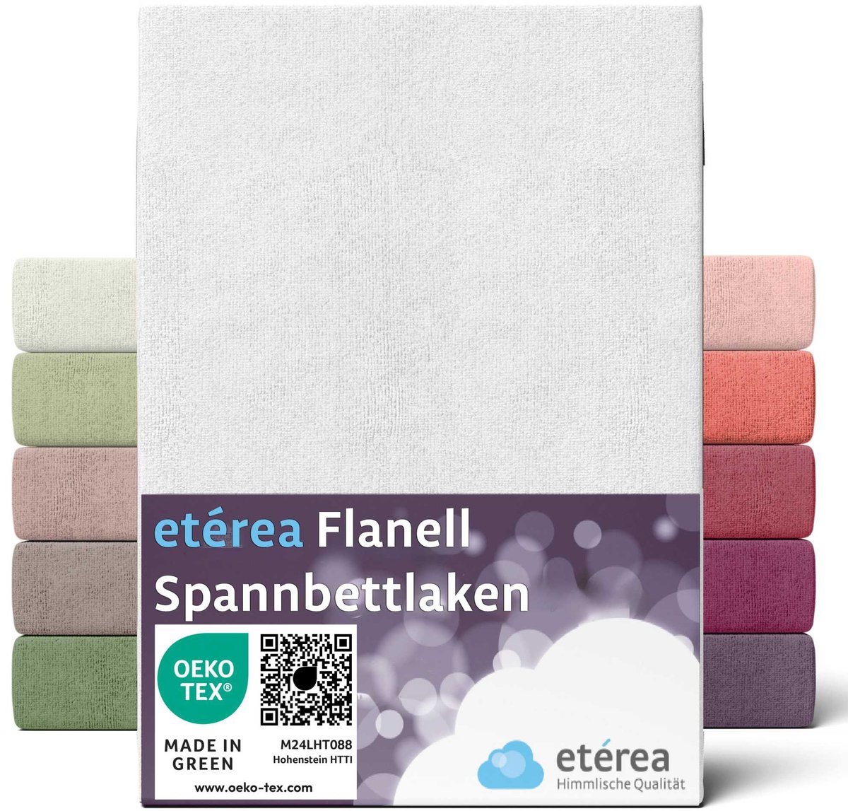 etérea Flanellen hoeslaken 200x200 - 200x220 cm - 100% Katoen - Wit
