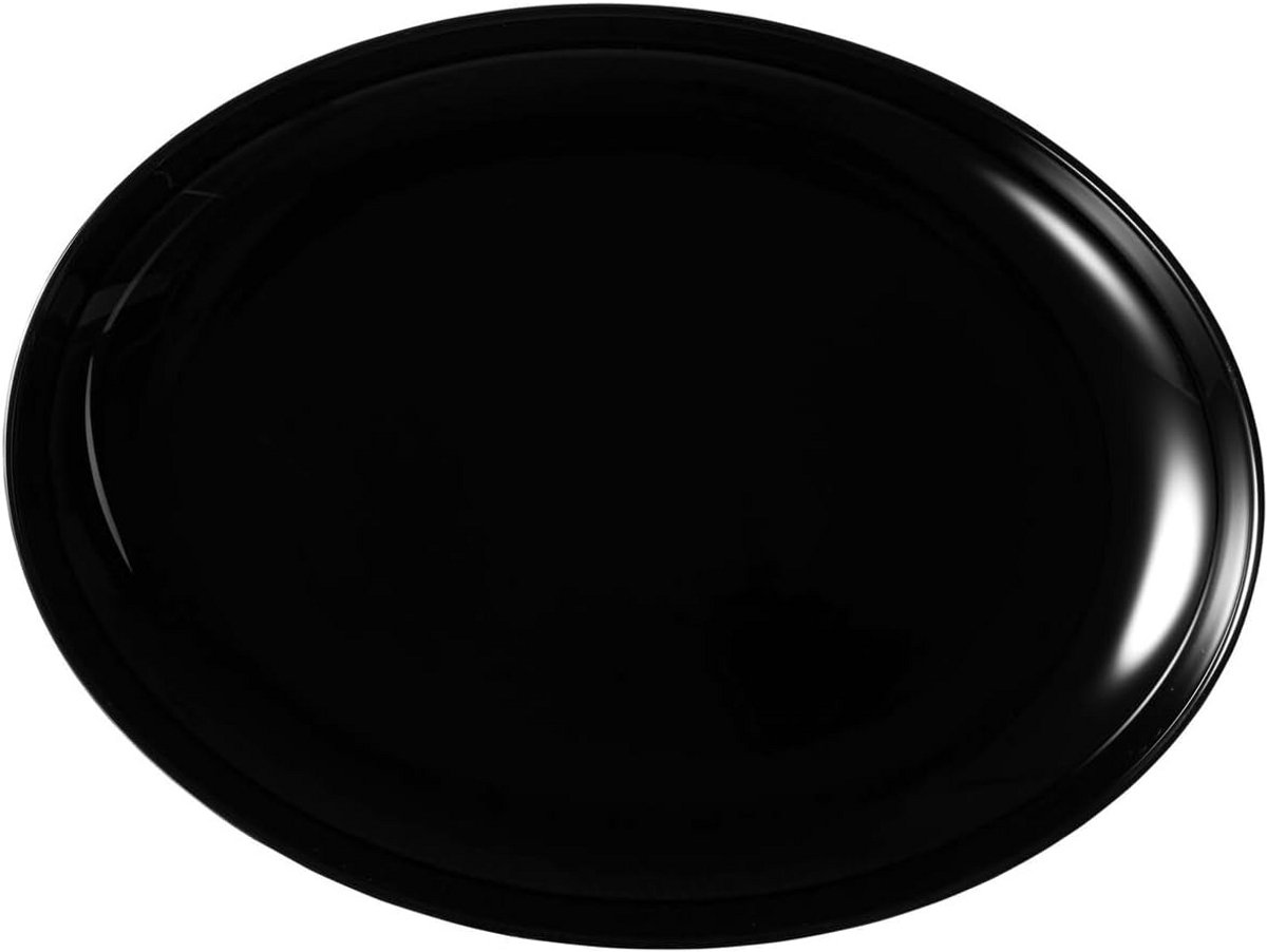 Ovale Serveerschaal Zwart Glas 34 cm - Vaatwasmachine- en Magnetronbestendig