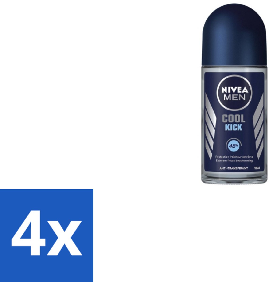 Nivea Men – Deodorant Roller – Cool Kick – 50 ml - Voordeelverpakking - 4 stuks