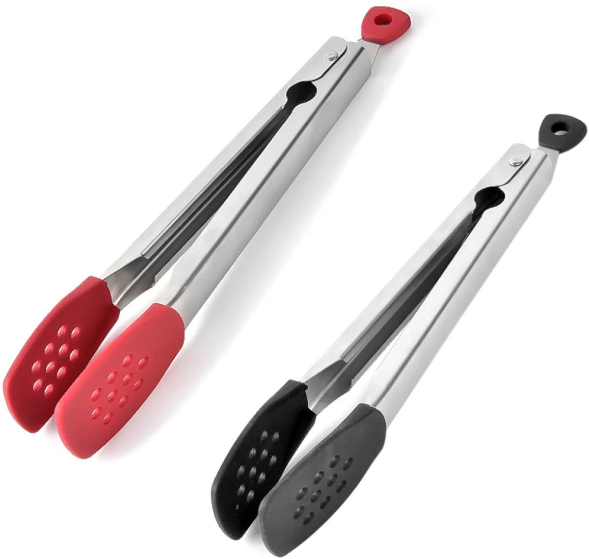 Keukentang, roestvrij staal, siliconen, serveertang, hittebestendige grilltang, 2-pack