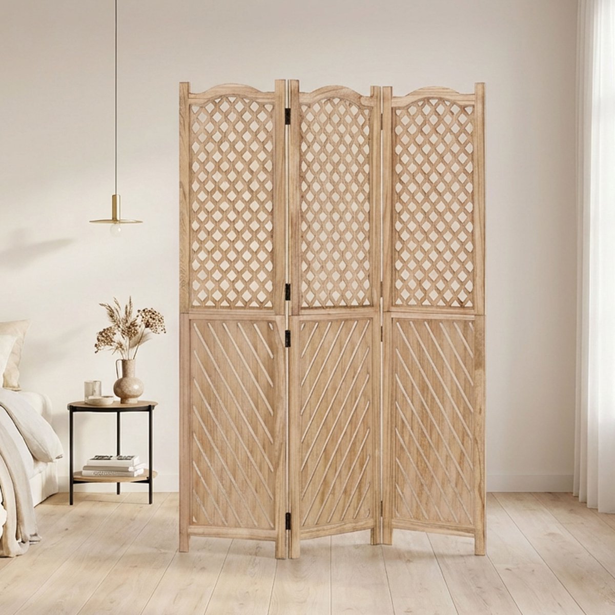 Homestyle4u Kamerscherm - 120x170 cm - Hout - 3-delig Bruin