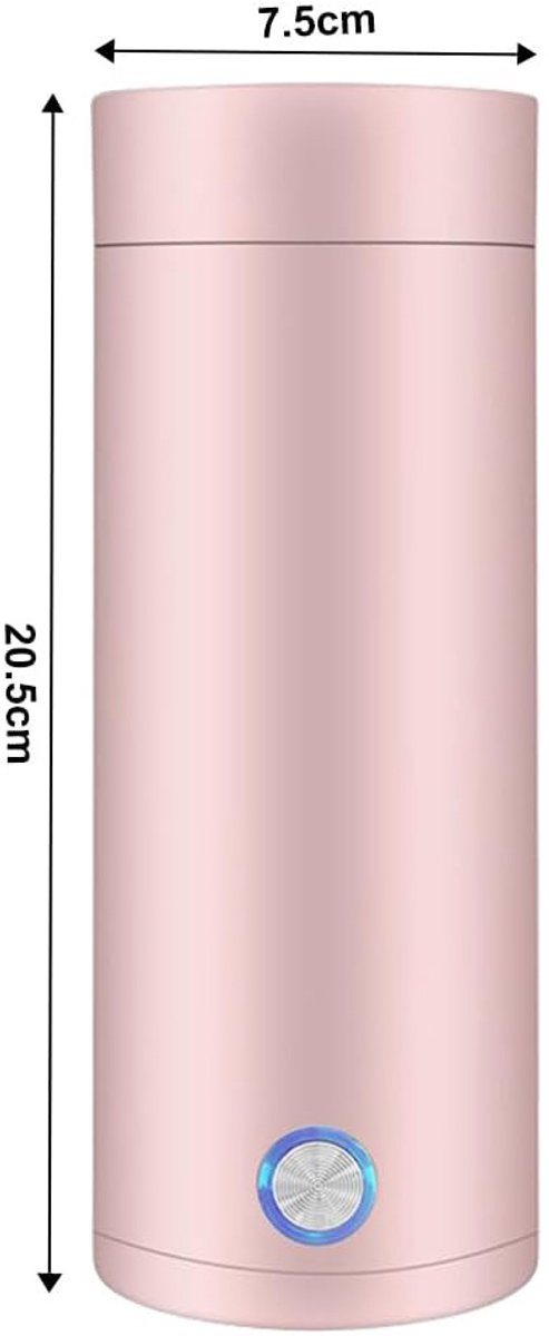 Draagbare Waterkoker - Heetwaterdispenser - Camping Waterkoker - Kleine Waterkoker - Reis Waterkoker - Mini Waterkokers - 400ML - Roze - 7,5 x 20,5 cm — afbeelding 4