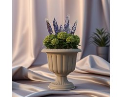 Sierlijke Nergiz Bloempot - Tuinpot - Plantenbak - Kruidenbak Taupe Mokka - UV-bestendig - op voet - 50x35cm - 25L