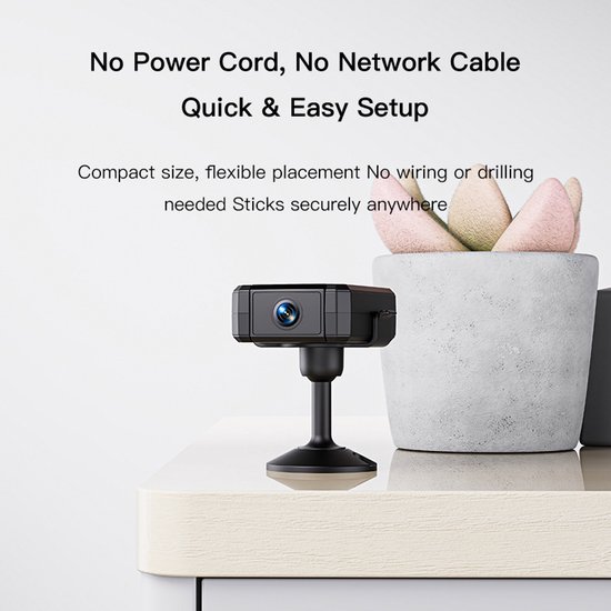 Mini bewakingscamera - WiFi-camera met een 180° draaibare lens, ondersteunt bewaking op afstand via een app en nachtzicht. van Merkloos — afbeelding 2
