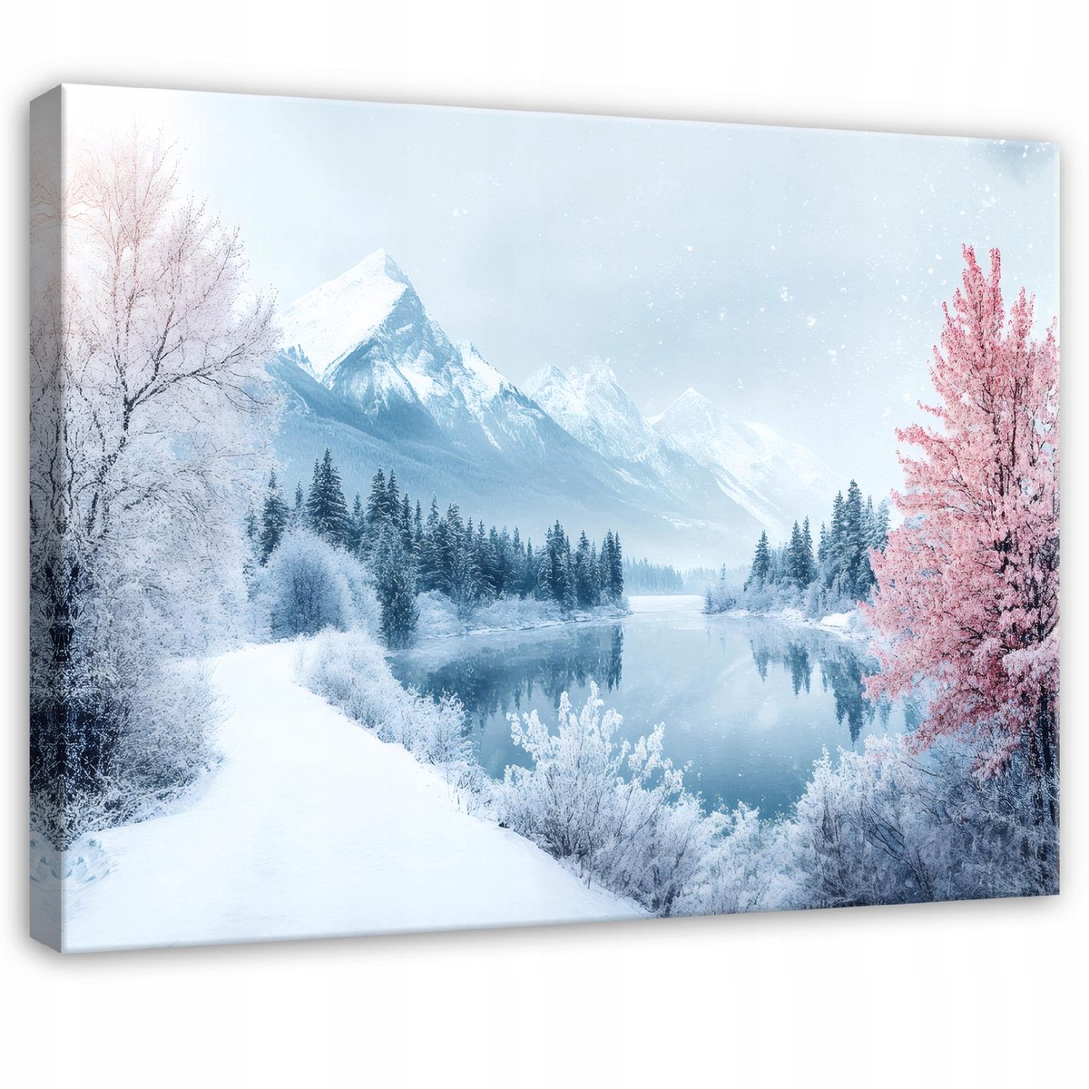 WALLARENA Schilderij op canvas - 100x70 cm - winterlandschap natuur - Geschikt voor slaapkamer en woonkamer Veelkleurig