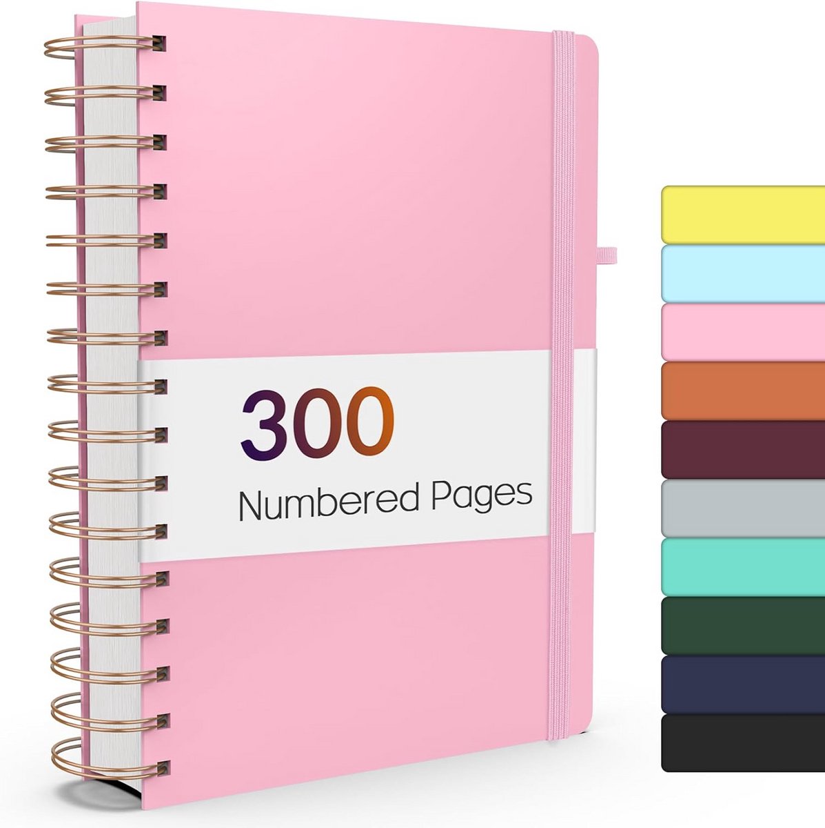 Gelinieerd Spiraal Notitieboek A5 - 300 Genummerde Pagina's - Dik 100GSM Papier - Harde Kaft Dagboek voor Werk en School