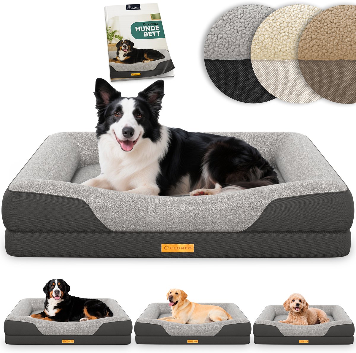 ELONEO Orthopedisch Hondenbed – M – Grijs