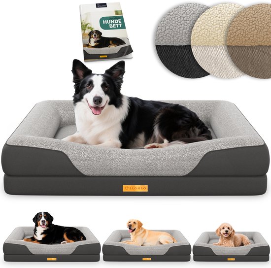 ELONEO Lit Orthopédique pour Chien – M – Grijs