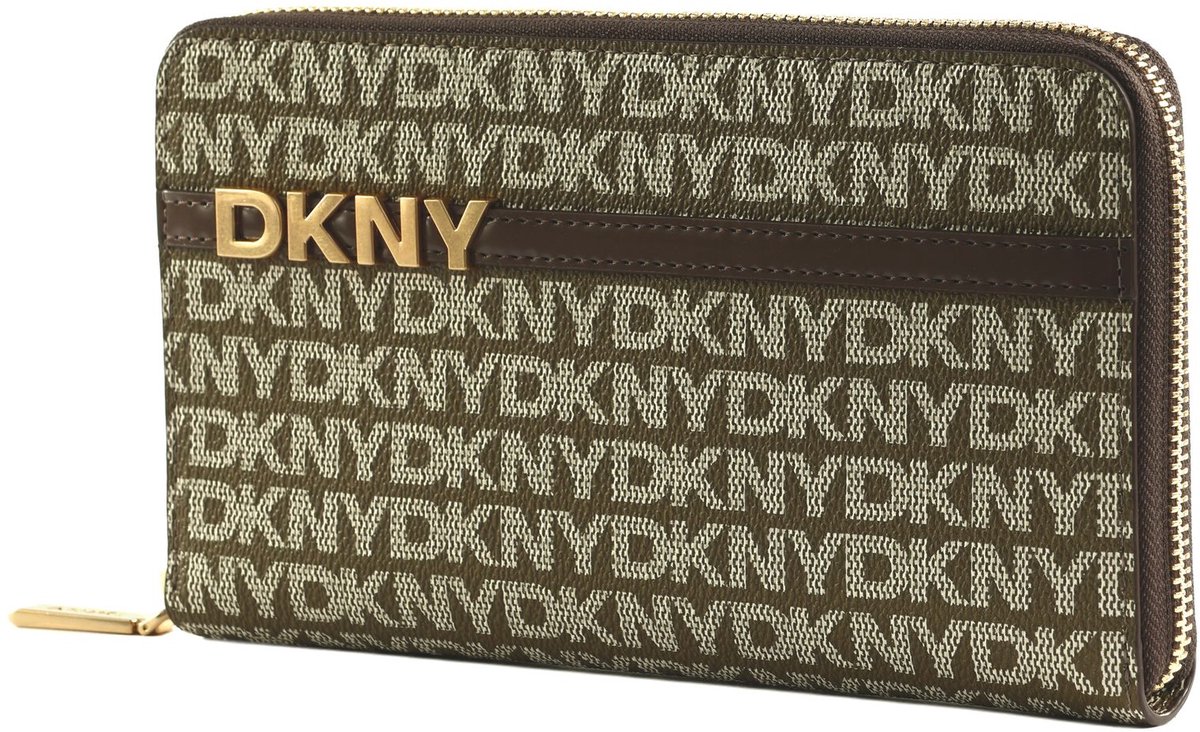 DKNY portemonnee Avril Zip Around Wallet Chino / Chocolate kaki