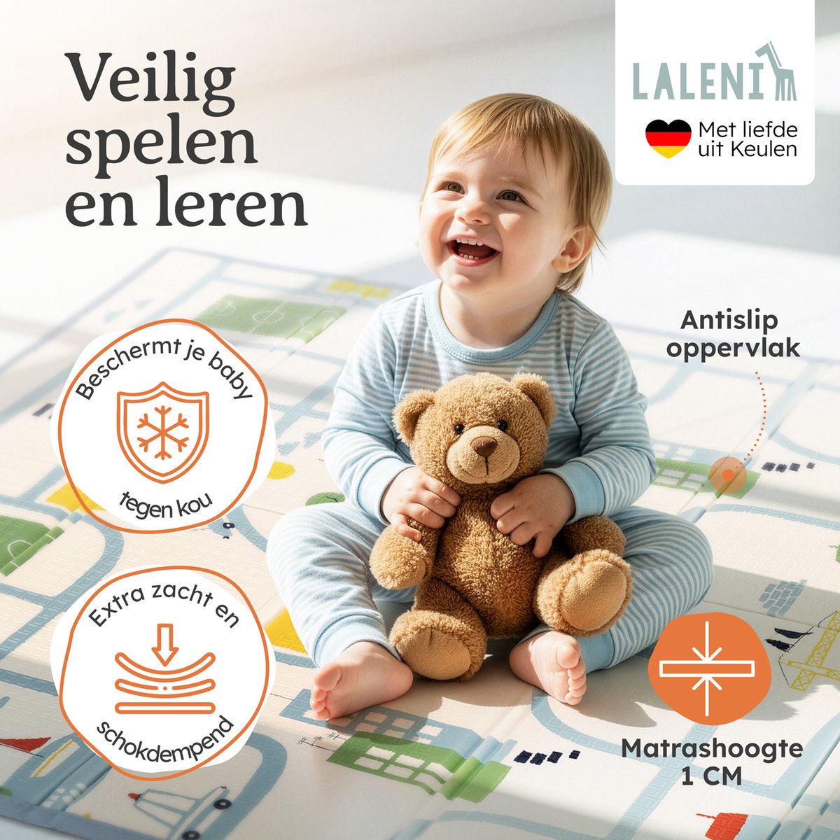 Laleni Speelmat Sindal - Waterdicht Speelkleed Baby - Met Tas - 150 x 180 x 1 cm - Stadsprint thumbnail 2