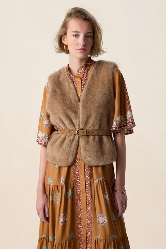Lichtbruin Faux Fur Gilet