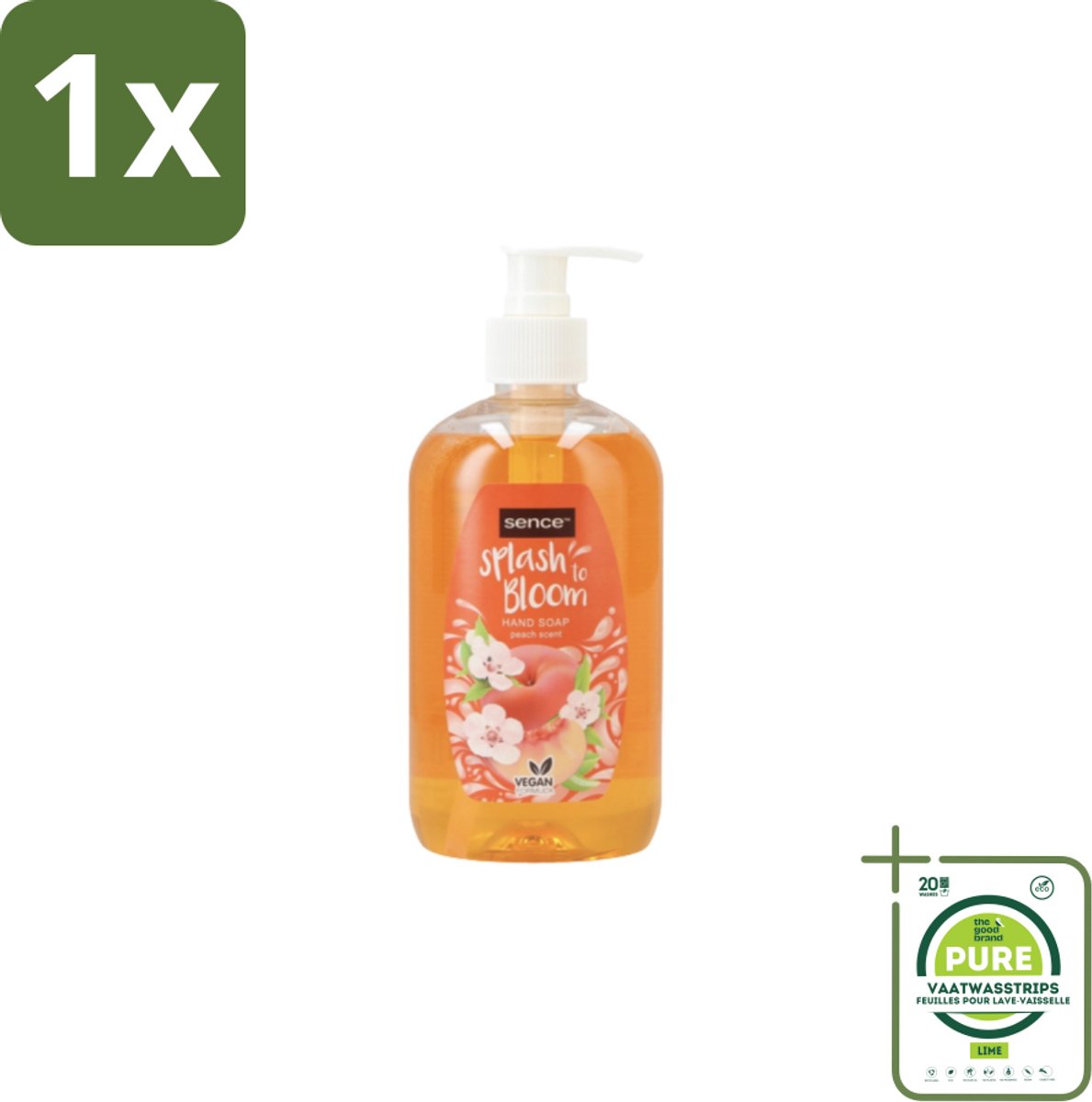 1 x Sence – Handzeep – Splash To Bloom Peach – 500 ml - Handzeep - Perzikgeur - Reiniging - Handen Reinigen - Zachte Handzeep