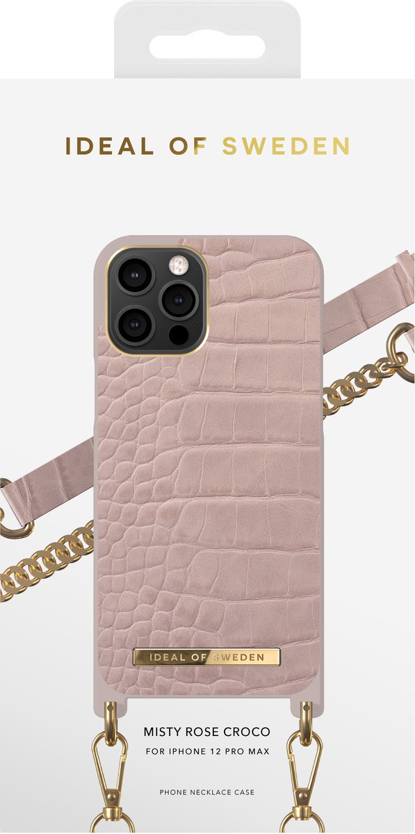 iDeal of Sweden Phone Necklace Case voor iPhone 12 Pro Max Misty Rose Croco