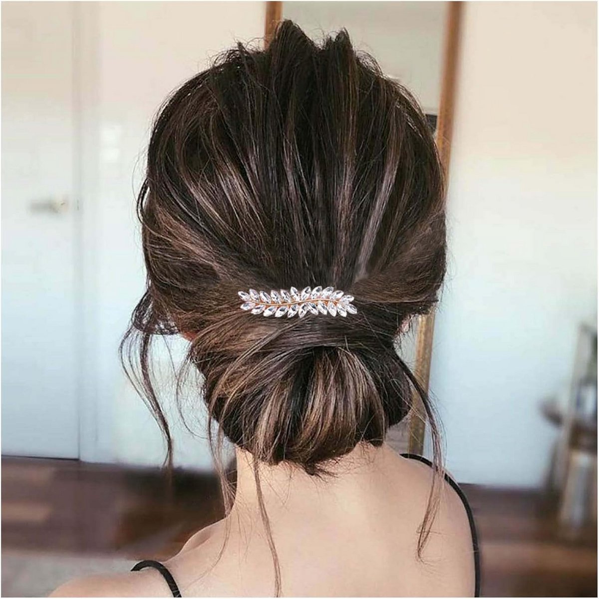 Glanzende Bruidshaarspeld met Bladmotief - Elegant Haaraccessoire voor Bruiloften