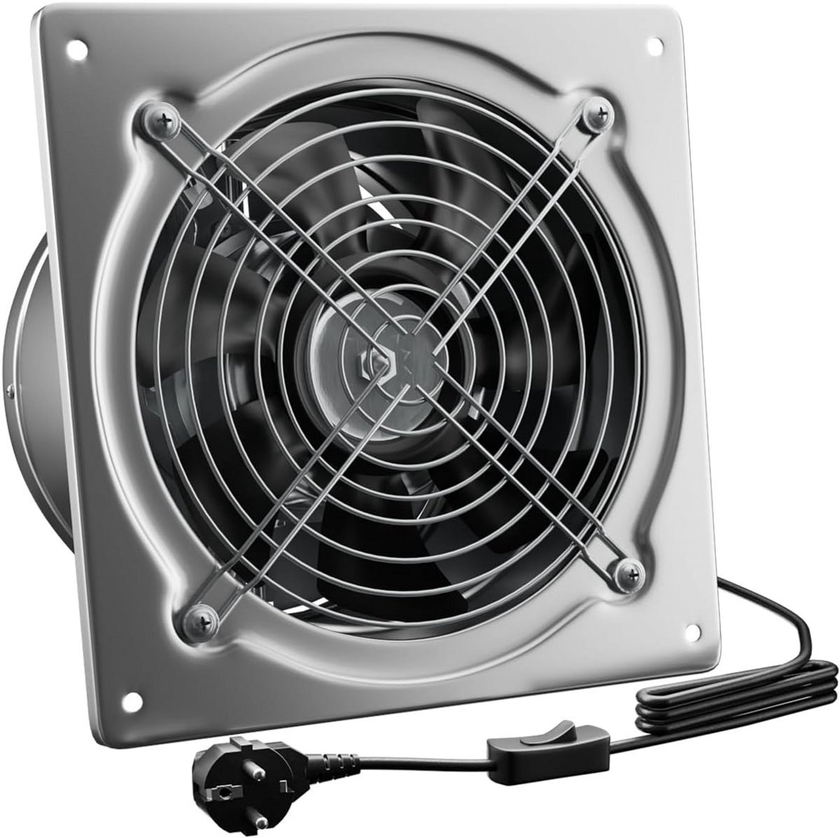 Krachtige Afzuigventilator 200 mm met Schakelaar - Hoog Debiet