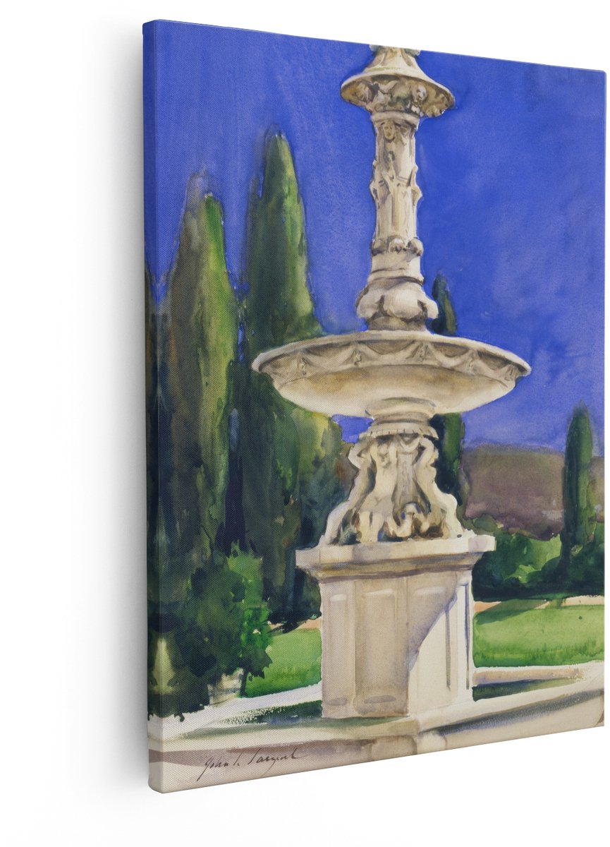 Artaza Canvas Schilderij Fontein - 40x50 cm - Wanddecoratie Toscane - Muurdecoratie Italia