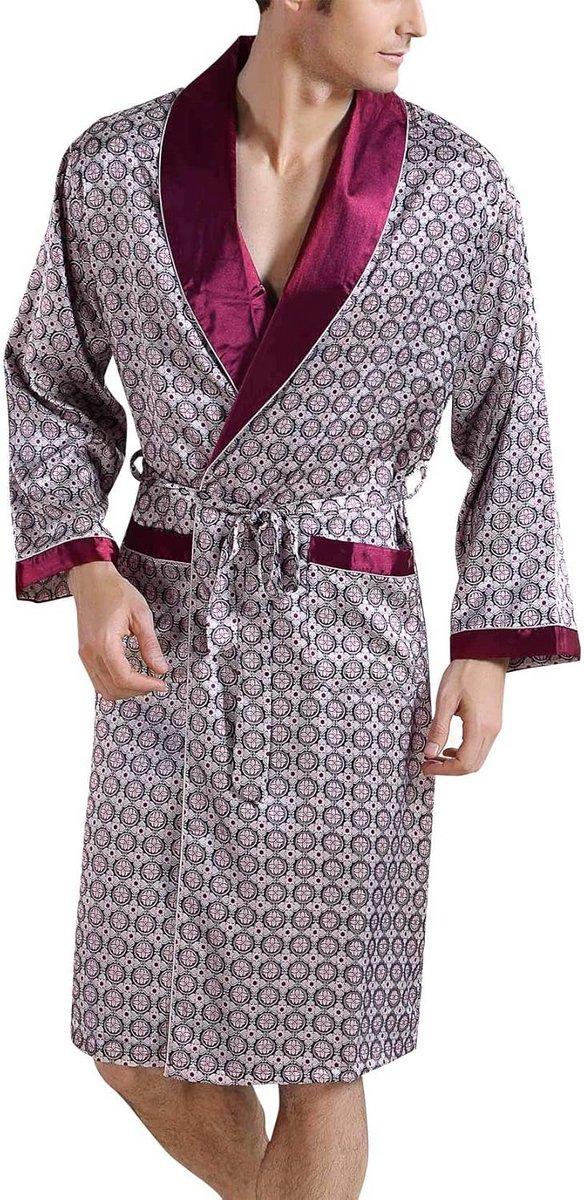 Lichte Heren Kimono Badjas van Kunstzijde voor Zomer en Herfst