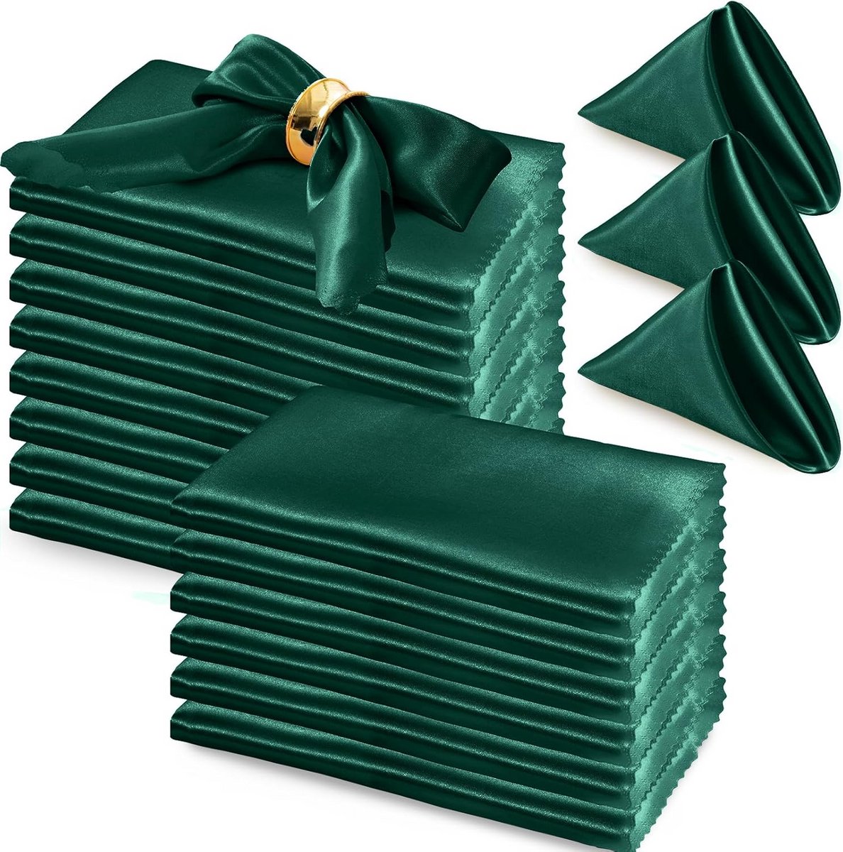72x Luxe Satijnen Servetten Huntergroen 43x43 cm - Herbruikbaar & Wasbaar Tafellinnen